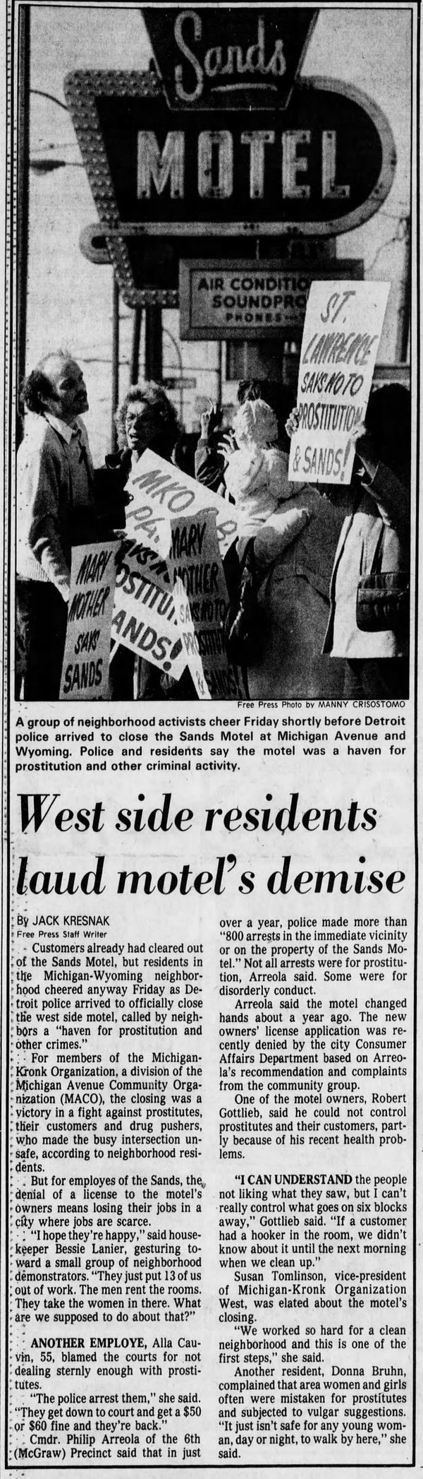 Sands Motel (Victory Inn) - October 1983 Uproar Over Crime